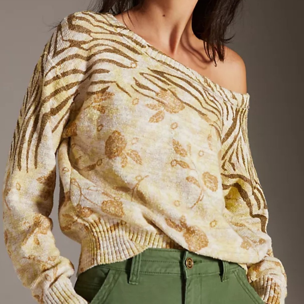 Pilcro Yellow and Brown Patterned Sweater